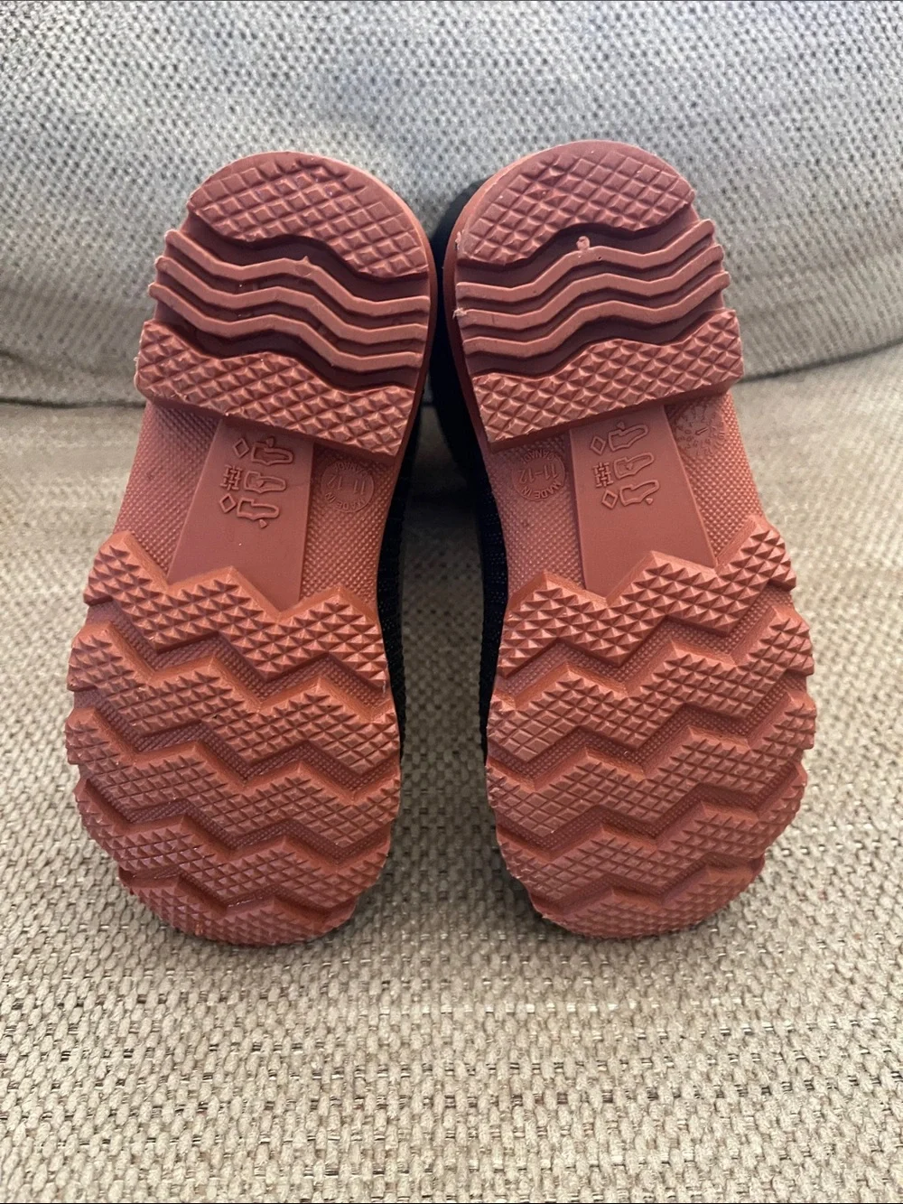 Little Kids Black Rain Boots with Brown Sole